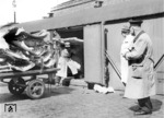 Ausladen von Rinderhälften in Berlin. (1934) <i>Foto: RVM</i>