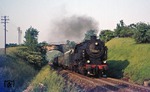 Eine Zwischenleistung führte die Baureihe 95 planmäßig auch auf die Strecke nach Pößneck. Bei Krölpa-Ranis ist 95 0014 mit P 8023 auf dem Rückweg nach Saalfeld. (13.06.1977) <i>Foto: Wolfgang Bügel</i>