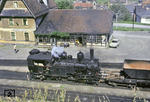 ÖBB 97.205 ist mit einem leeren Erzzug im Bahnhof Vordernberg Markt eingetroffen. (07.1974) <i>Foto: Will A. Reed</i>