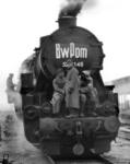 Wehrmachtsangehörige auf Lok 52 2148 vom Bw Pomoschnaja in der RVD Kiew. (1943) <i>Foto: RVM (Hollnagel)</i>