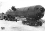 Dampfkesseltransport der Fa. Schichau aus Elbing (Ostpreußen). (1937) <i>Foto: Slg. Eisenbahnstiftung</i>