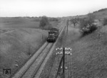 Köf 11-161 mit ihrem Übergabezug auf der Fahrt nach Wilhelmsglück (zwischen Schwäbisch Hall und Gaildorf). (22.04.1967) <i>Foto: Wolfgang Bügel</i>