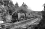 Die ex PKP Schnellzuglok Pt 31 als ÖBB 19 158 während ihrer Villacher Zeit mit einem Schnellzug vermutlich zwischen Wolf in der Au und Hadersdorf - Wurzbachtal. (1952) <i>Foto: Slg. Eisenbahnstiftung</i>