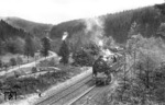 95 016 auf Falschfahrt im Thüringer Wald bei Gehlberg. (1934) <i>Foto: Hermann Maey</i>