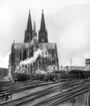 Stelldichein an der Ostausfahrt des Kölner Hauptbahnhofs mit 3x P 8 und einer unbekannten 50. (1952) <i>Foto: Fischer</i>