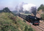 01 2118-6 (01 118) strebt mit dem morgendlichen E 802 nach Leipzig die Rampe von Saalfeld nach Unterwellenborn hinauf. (03.09.1980) <i>Foto: Wolfgang Bügel</i>