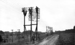 Das Setzen neuer Doppeltelegrafenmasten und Spannen der Drähte erfolgte wie hier bei Wittenberge in aufwendiger Handarbeit. (1938) <i>Foto: Walter Hollnagel</i>