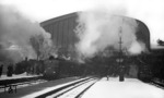 Anläßlich einer Versuchsfahrt steht im Hamburger Hauptbahnhof die bordeauxrote 05 002 neben 78 187 und der LBE-Lok 23, einer bei Henschel gebauten S 10.2 (ab 1938 als 17 310 eingeordnet). (27.02.1936) <i>Foto: Walter Hollnagel</i>