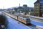 111 123 auf dem Rückweg von Düsseldorf nach Wuppertal-Oberbarmen vor N 5423 in Wuppertal-Barmen. (19.01.1979) <i>Foto: Wolfgang Bügel</i>