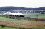93 998 mit einem Personenzug auf der Main-Weser Bahn bei Cölbe (Marburg). (13.09.1962) <i>Foto: Wilfried Sieberg</i>