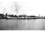 Fährschiff "Schussen" der Deutschen Reichsbahn (Indienststellung: 01.07.1929, Tragkraft: 350 Personen / 10 Güterwagen / 40 Autos) am Fähranleger in Friedrichshafen. (1937) <i>Foto: RVM</i>