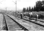 Gleisarbeiten an der Strecke München - Rosenheim. (1934) <i>Foto: RVM</i>