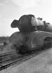 Die elegante Form der Baureihe 10 faszinierte auch den Hamburger Direktionsfotografen, der die Lok 10 001 in Hamburg-Harburg abpasste. (22.03.1958) <i>Foto: Walter Hollnagel</i>