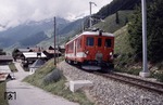 BDeh 4/4 45 der Furka-Oberalp-Bahn (FO) vor Regionalzug 344 nach Disentis bei Bugnei. (21.06.1993) <i>Foto: Ulrich Neumann</i>