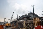 023 075 (23 075) verlässt mit einem Sonderzug nach Luxemburg den Kölner Hauptbahnhof. Im Vordergrund haben die Ausbauarbeiten zur neuen S-Bahnstammstrecke begonnen. (21.04.1973) <i>Foto: Peter Schiffer</i>
