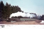 001 131-2 (01 131) zieht D 854 durch die winterliche Oberpfalz bei Schödlas (nahe Münchberg). (23.03.1973) <i>Foto: Wolfgang Bügel</i>