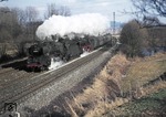 001 008-2 + 001 088-4 mit E 658 "Frankenland" (Saarbrücken - Hof) bei Hochstadt-Marktzeuln. (15.02.1973) <i>Foto: Peter Schiffer</i>