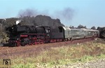 58 3049-2 vor P 6046 (Glauchau - Gera) in einer 30 km/h Langsamfahrstelle (La) bei Dennheritz. (06.10.1977) <i>Foto: Peter Schiffer</i>