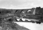 Ein Bauzug auf der Nahebrücke bei Kronweiler (Strecke Idar-Oberstein - Türkismühle). Bei der Lok könnte es sich um eine pr. T 5.1 (spätere DRG Baureihe 71.0-1) handeln. (1919) <i>Foto: Archiv RVM</i>