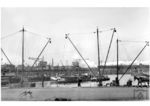 Eine ungewöhnliche Perpektive wählte der Hamburger BD-Fotograf, um diese 01 mit ihrem Schnellzug am Hamburger Oberhafen einzufangen. (21.04.1955) <i>Foto: Walter Hollnagel</i>
