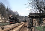 41 1182-9 vor P 6018 im Bahnhof Kraftsdorf auf der Strecke Gera - Jena. (20.04.1983) <i>Foto: Wolfgang Bügel</i>