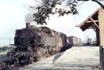 64 460 vor einem Nahgüterzug im Bahnhof Trossingen an der Strecke Rottweil–Villingen. (19.04.1964) <i>Foto: Heinz Hangarter</i>