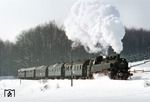 86 346 der Ulmer Eisenbahnfreunde (UEF) mit einem Sonderzug auf der Strecke Amstetten - Gerstetten bei Stubersheim. (18.02.1978) <i>Foto: Peter Schiffer</i>