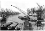 Während in den 1950er Jahren der Massengutumschlag das Bild in Deutschlands größtem Hafen prägte, beträgt heute der Containerisierungsgrad im Hamburger Hafen rund 97 %. (1953) <i>Foto: Walter Hollnagel</i>