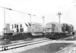 Trafowagen "Augsburg 700926" und "Augsburg 700928" der Deutschen Reichsbahn, die als fahrbare Unterwerke dienten. (1939) <i>Foto: RVM</i>