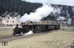 99 1582 auf der Preßnitztalbahn bei Schlössel. (04.05.1980) <i>Foto: Peter Schiffer</i>