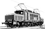 Als erste Lok der Baureihe wurde E 94 001 am 22. April 1940 von AEG an die Reichsbahn abgeliefert. Hier präsentiert sich die Urahnin der Baureihe auf einem Werkfoto. Sie besitzt 2100 mm breite Stromabnehmer der Bauart HISE 7. Noch im April 1940 begannen die Probefahrten auf der Karwendelbahn. Die laut Anschrift "Bw Freilassing" vorgesehene Beheimatung wurde verworfen, seit 20.05.1940 zählte die Lok zum Bestand des Bw Innsbruck. Am 24. Mai 1940 fand die Abnahmefahrt von Innsbruck zum Brenner und zurück statt.  (1940) <i>Foto: Werkfoto</i>