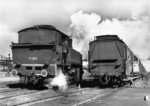 91 520 gehörte zu den von der Polnischen Staatsbahn (PKP) übernommenen und mit Nummern ausgemusterter Reichsbahnloks versehenen T 9.3. Hier rangiert sie in ihrem Heimatbahnhof Brest-Litowsk Hbf (Lokanschrift "BrH"). Nach dem Krieg ging die Lok als Tki 3-99 erneut zurück an die PKP. (1942) <i>Foto: RVM (Ittenbach)</i>