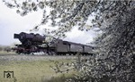 Frühlingserwachen auf der Nahetalbahn zwischen Bingerbrück und Bad Münster am Stein. 23 064 trägt das DB-Emblem noch auf der Rauchkammerür. (25.04.1965) <i>Foto: Oskar Bär</i>