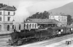 56 603 vom Bw Darmstadt-Kranichstein verlässt mit einer Leig-Einheit für den Stückgut-Schnellverkehr den Bahnhof Eberbach am Neckar. (26.07.1949) <i>Foto: Carl Bellingrodt</i>