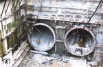 Die beiden Tunnelröhren der U-Bahn unter dem Frankfurter Hauptbahnhof. (17.09.1971) <i>Foto: Oskar Bär</i>
