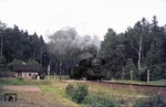 50 1030 vom Bw Reichenbach mit einem Nahgüterzug am ehemaligen Schrankenposten 1a in der Nähe von Seelingstädt (bei Werdau). (14.06.1977) <i>Foto: Wolfgang Bügel</i>