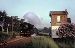 Um 6 Uhr morgens durchbricht 41 1273-6 vor P 9409 auf dem Weg nach Oebisfelde die morgendliche Stille an der Blockstelle 101 bei Hottendorf.  (04.06.1979) <i>Foto: Joachim Bügel</i>