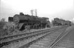 Aufgleisung der auf Abwegen geratenen 41 308 vom Bw Osnabrück. (1959) <i>Foto: Quebe</i>