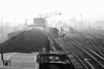 Kohlenvorräte im Bw Wanne-Eickel. Als erste Lok an der Bekohlungsanlage wartet 50 1244, dahinter eine pr. T 16.1 (Baureihe 94). (12.1954) <i>Foto: Willi Marotz</i>