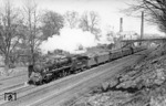 03 242 (Bw Osnabrück Hbf) mit zeitgenössischer Beschriftung vor D 94 (Hamburg - Köln) in Wuppertal-Barmen. Die propagandistische Beschriftung soll auf die Volksabstimmung am 10. April 1938 (den Tag des Fotos !) einstimmen, wo die Machthaber des Dritten Reichs nachträglich den "Anschluss" Österreichs  absegnen lassen wollten. (10.04.1938) <i>Foto: RVM-Filmstelle Berlin</i>