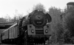 01 517 läuft vor D 163 aus Hamburg in Berlin-Wannsee ein. Das birkenbewachsene Überführungsbauwerk gehört zum ehemaligen Streckengleis nach Stahnsdorf. (28.07.1968) <i>Foto: Burkhard Wollny</i>