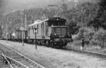 E 44 077 (Bw Garmisch) mit einem Nahgüterzug im Bahnhof Untergrainau auf der Strecke Reutte in Tirol - Garmisch-Partenkirchen. (1954) <i>Foto: Robin Fell</i>
