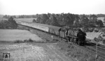 012 104 vor E 1631 nach Norddeich-Mole bei Aschendorf. Im Hintergrund sieht man noch schemenhaft 012 055 vor E 1806 nach Rheine entschwinden. (06.08.1973) <i>Foto: Burkhard Wollny</i>