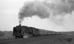Nicht gerade eine leichte Last hat 01 2118 mit dem aus 11 Wagen bestehenden D 109 nach Berlin kurz hinter Helmstedt am Haken. (11.05.1972) <i>Foto: Burkhard Wollny</i>