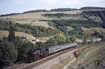 023 009 vor E 1912 (Kaiserslautern - Bingenbrück) bei Rockenhausen. (11.09.1973) <i>Foto: Wolfgang Bügel</i>