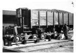Vorstellung eines Prototyps des Culemeyer-Transportsystems auf dem Anhalter Güterbahnhof in Berlin. (1933) <i>Foto: RVM</i>