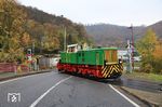 Nach Ankunft aus der Schweiz absolviert Lok D 4 nach 34 Jahren ihre ersten Meter auf den Gleisen der Brohltalbahn. Ab der Saison 2024 soll sie wieder vor dem "Vulcan-Express" zum Einsatz kommen. (17.11.2023) <i>Foto: Uwe Meiß</i>
