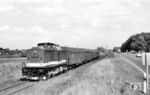 112 278 vom Bw Stralsund mit P 8165 von Stralsund nach Rostock neben der Fernstraße 105 bei Ribnitz-Damgarten. (13.08.1988) <i>Foto: Thomas Fischer</i>