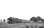52 8151 (ex 52 2696) vom Bw Bautzen fährt mit P 4894 in den Haltepunkt Cölln (bei Radibor/Sachs) an der Bahnstrecke Bautzen–Hoyerswerda ein. (21.08.1987) <i>Foto: Thomas Fischer</i>