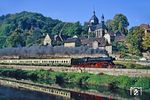 41 1185 hatte den D 504 in Rothenstein an der Saale am Haken. Dass der erste große Plandampf am "Tag der Einheit" begann, war eher Zufall. (03.10.1990) <i>Foto: Wolfgang Bügel</i>